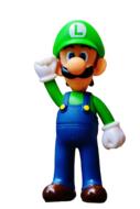 Luigi holds right hand up, game character