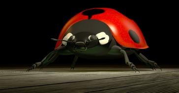 ladybug at darkness, render