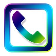Colorful, gradient phone icon, at white background, on clipart
