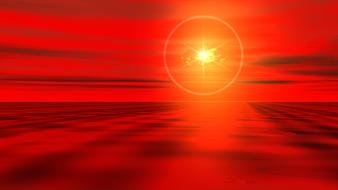 bright sunset on red as background