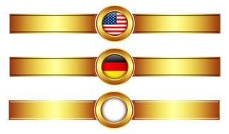 gold ribbons with country flags