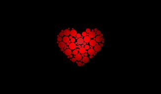 red heart on black background in computer graphics