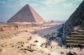 panoramic view of the pyramids on a clear day