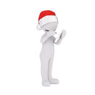 3D model of a man in a Santa Claus hat and a tablet in his hands