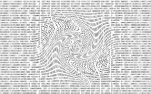 Black and white swirl pattern, with the binary numbers, clipart