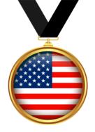 american medal with black ribbon
