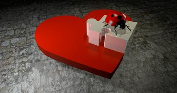 clipart of heart puzzle love luck ladybug