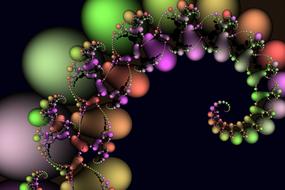 fractal, colorful bubbles in swirls