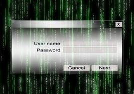 login and password request on the computer screen