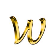 golden letter w on white background