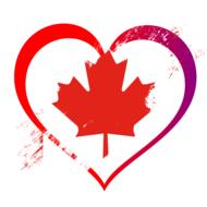 red maple leaf inside heart, drawing, canadan patriotic symbol