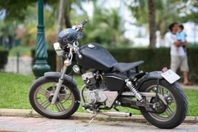 parked motorcycle on a blurred background