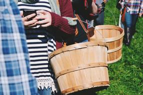 wooden harvesting buckets