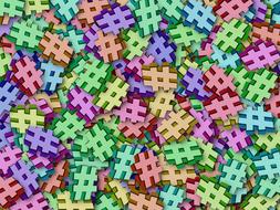 many colorful hashtags as background