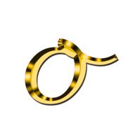 golden letter o on white background