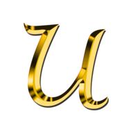 golden glossy letters u