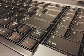 black laptop keyboard close up