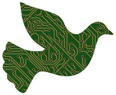 circuit board in shape of flying dove