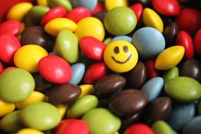 colorful candies with smiley