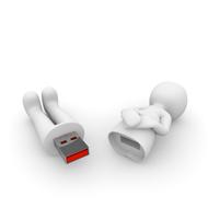 usb stick memory in shape of human figure, render