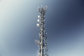 Antennas on Transmission Tower at sky