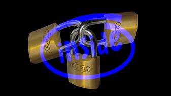 linked padlocks on black background