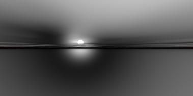 Beautiful, black and white, 3d landscape with the water and light on horizon, clipart