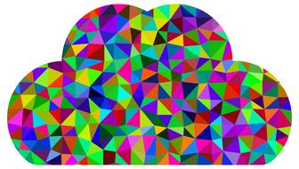 Beautiful cloud, made of the colorful shapes, on clipart