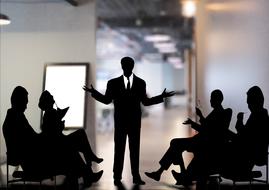teamwork in the office in black silhouettes