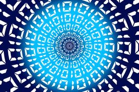 Blue and white circle pattern with the binary code, clipart