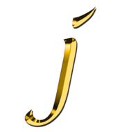 j, glossy golden alphabet letter