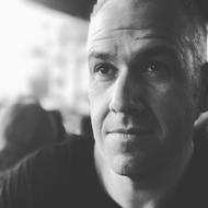mature caucasian man portrait, black and white