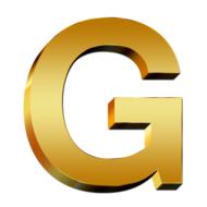 golden letter g on white