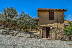 traditional old house on hill side, Cyprus, Fikardou