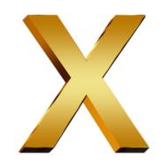 golden letter X on white background