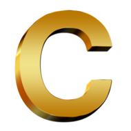 golden letter c on white background