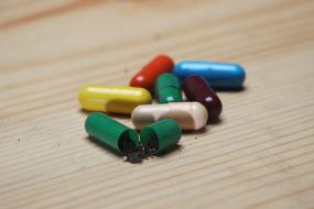 colorful Ayurvedic Capsules, herbal medicine