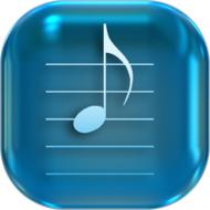 blue button with a picture of a note
