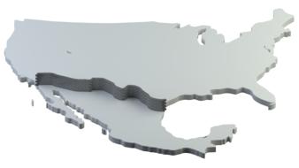 3d map of America, with the wall, at white background, clipart