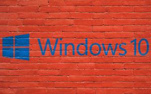 windows 10 as a logo on a brick wall