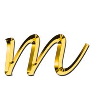 golden letter m on a white sheet