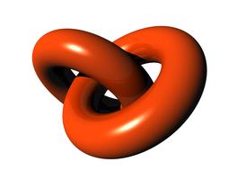 Model of the red, shiny connection, at white background, clipart