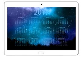 calendar 2017 on tablet screen
