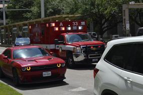 emergency truck on city street