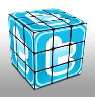 twitter logo on blue cube