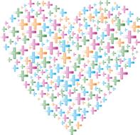 heart made of multicolored symmetrical crosses