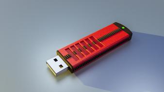 red usb drive on the table