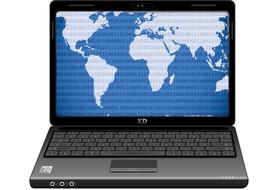 continents on laptop screen