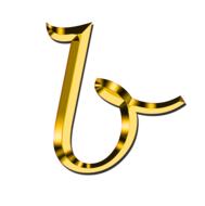 b, glossy golden alphabet letter