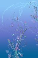 Beautiful, green and purple pattern at blue and turquoise background